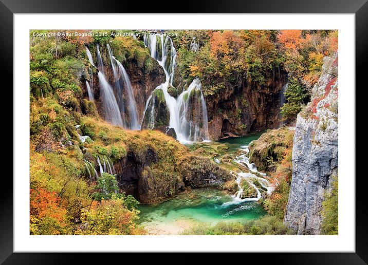 Waterfall in Autumn Scenery Framed Mounted Print by Artur Bogacki