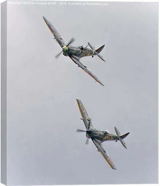 A pair of Spitfires from the BBMF  Canvas Print by Philip Hodges aFIAP ,