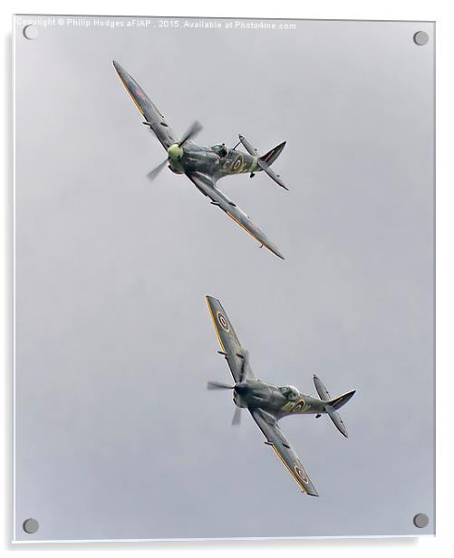 A pair of Spitfires from the BBMF  Acrylic by Philip Hodges aFIAP ,