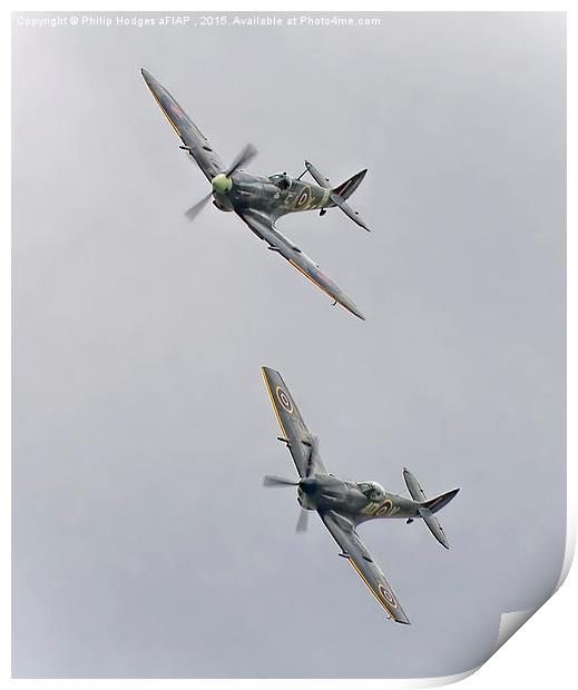 A pair of Spitfires from the BBMF  Print by Philip Hodges aFIAP ,