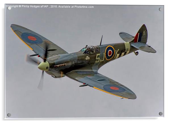  Supermarine Spitfire MK356 (Mk LFIXe) 5JK Acrylic by Philip Hodges aFIAP ,