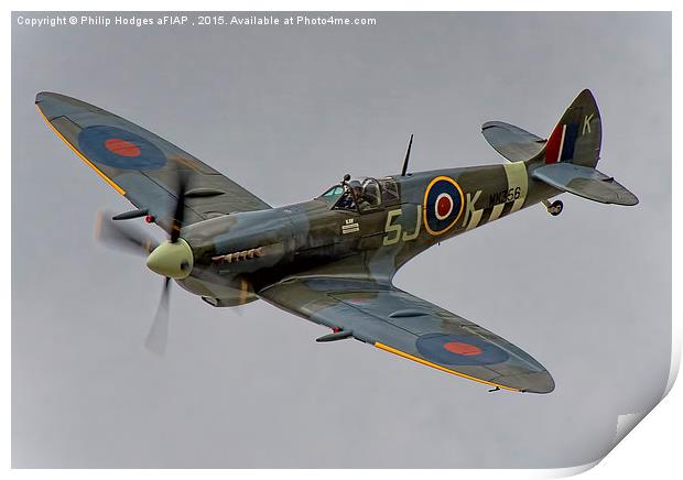  Supermarine Spitfire MK356 (Mk LFIXe) 5JK Print by Philip Hodges aFIAP ,