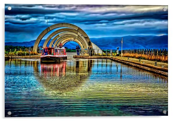 Falkirk Wheel Canal  Acrylic by Valerie Paterson