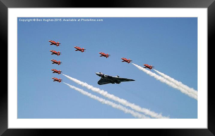  Vulcan Flies With The Red Arrows (RIAT15) Framed Mounted Print by Ben Hughes