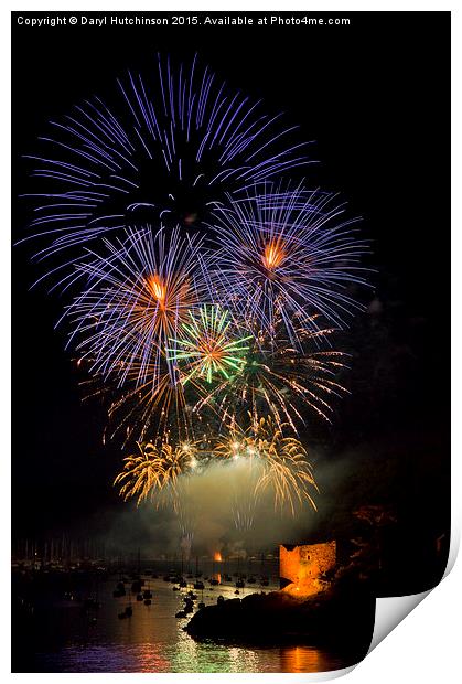 Fowey Regatta Fireworks Print by Daryl Peter Hutchinson