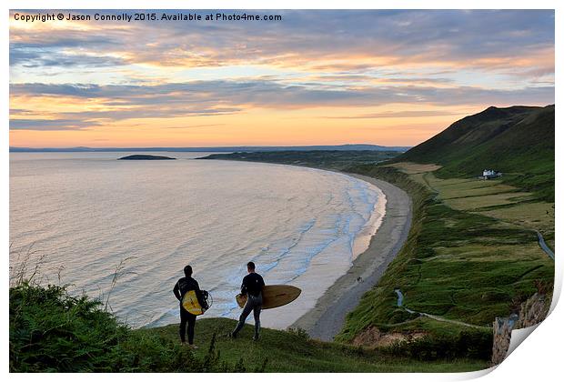  Rhossili Sunset Print by Jason Connolly