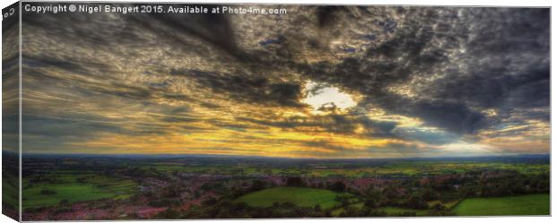  Glastonbury Tor Sunset Panoramic Canvas Print by Nigel Bangert