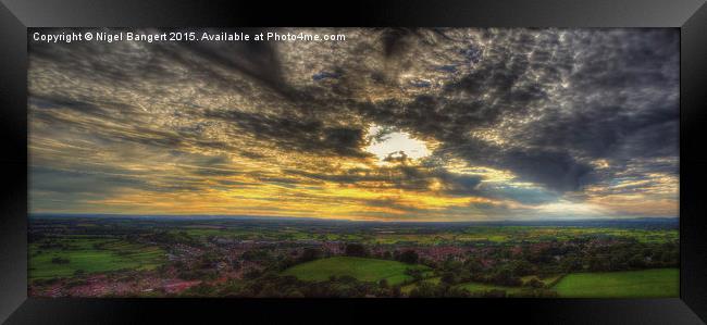  Glastonbury Tor Sunset Panoramic Framed Print by Nigel Bangert