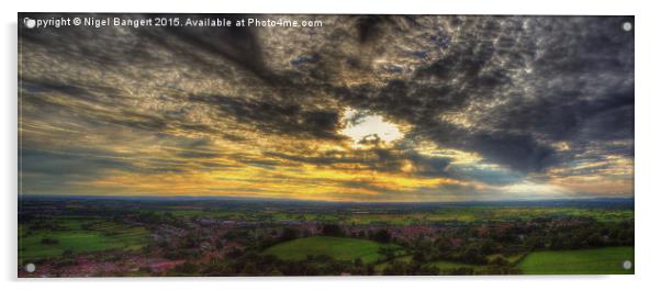  Glastonbury Tor Sunset Panoramic Acrylic by Nigel Bangert