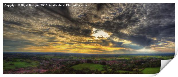  Glastonbury Tor Sunset Panoramic Print by Nigel Bangert