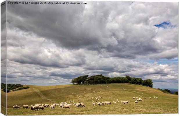  Clouds over Chanctonbury Ring, near Worthing Canvas Print by Len Brook