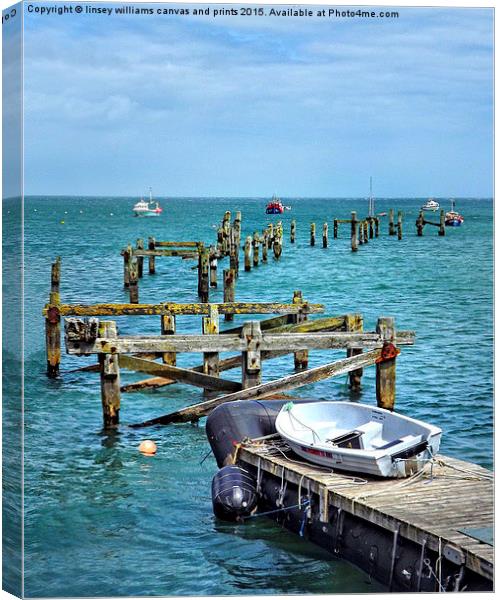  Swanage Old Pier, Dorset Canvas Print by Linsey Williams