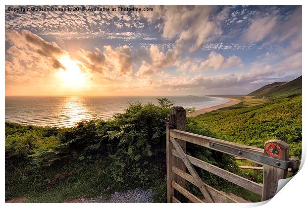  Rhossili Sunset Print by Jason Connolly