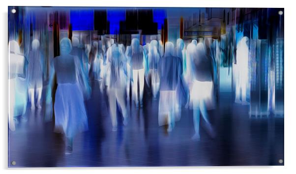 Silent City Walkers Acrylic by Clive Eariss