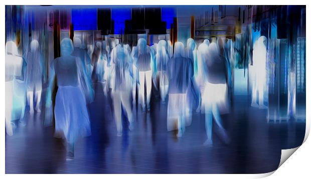 Silent City Walkers Print by Clive Eariss
