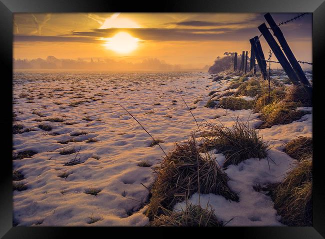 Winter farm sunrise Framed Print by Andy Evans