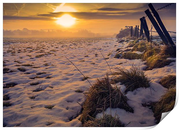 Winter farm sunrise Print by Andy Evans