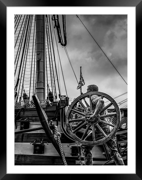  Dock Worker Statue & HMS Victory Framed Mounted Print by Jon Mills