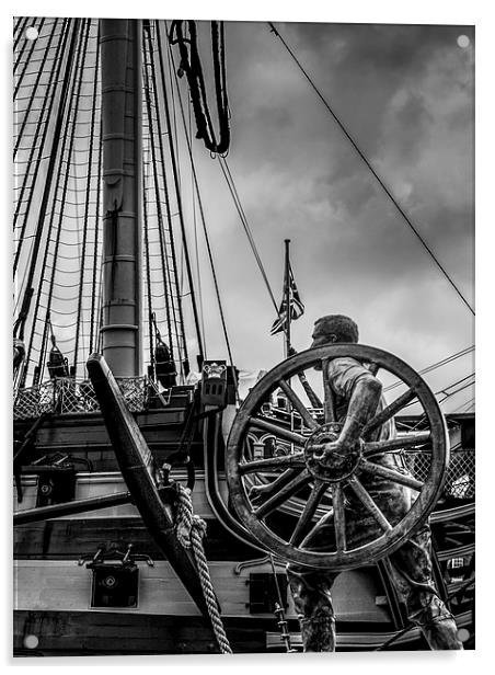  Dock Worker Statue & HMS Victory Acrylic by Jon Mills