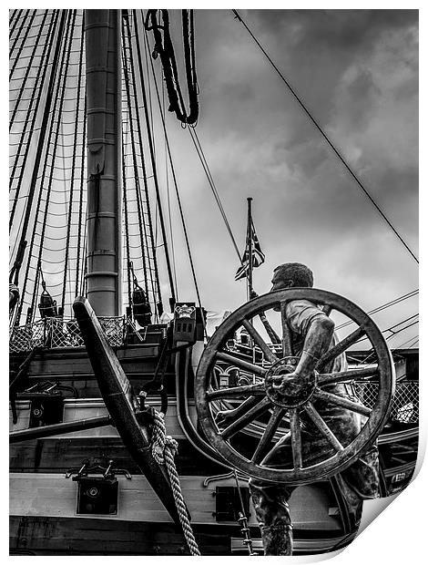  Dock Worker Statue & HMS Victory Print by Jon Mills