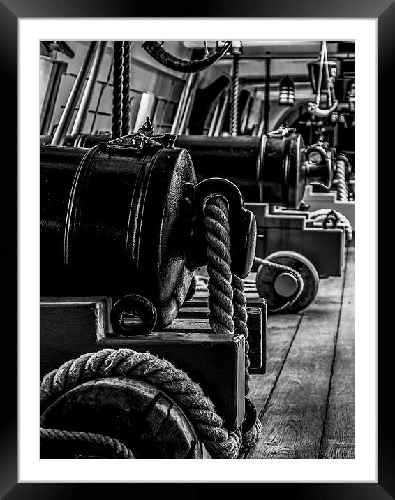  HMS Victory - Cannons Framed Mounted Print by Jon Mills