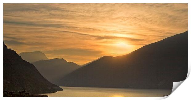  Sunrise over Lake Garda Print by Ceri Jones