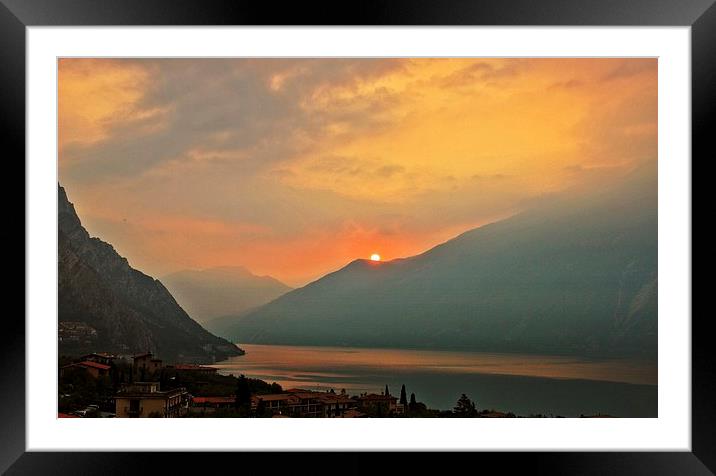  Sunrise over Lake Garda Framed Mounted Print by Ceri Jones