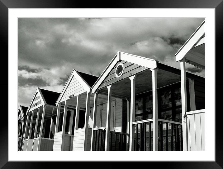 Southwold Beach Huts B&W Framed Mounted Print by Paul Macro