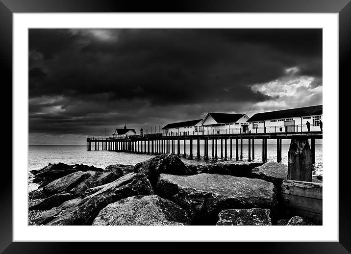 Southwold Pier on a Stormy Day Framed Mounted Print by Paul Macro