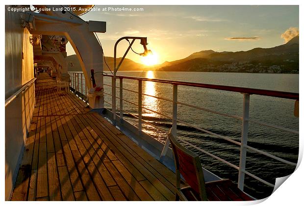  Sunset Cruise, Promenade Deck, Adriatic Print by Louise Lord