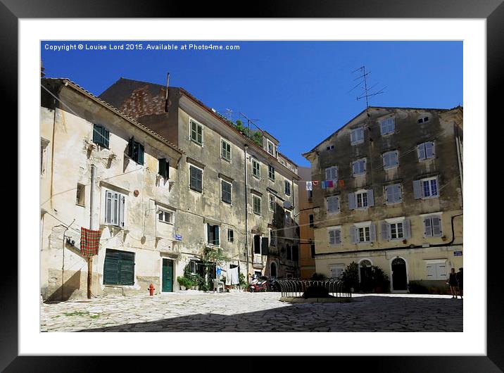  Old Square, Corfu Old Town,  Framed Mounted Print by Louise Lord