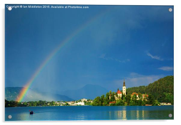 Rainbow over Lake Bled Acrylic by Ian Middleton
