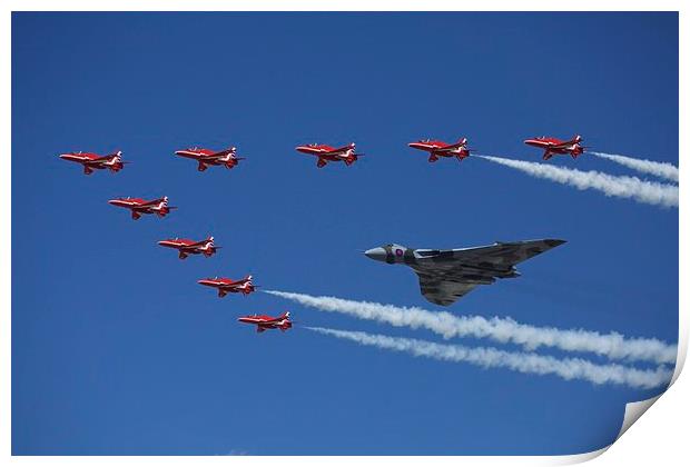 XH558 Red Arrows Print by J Biggadike