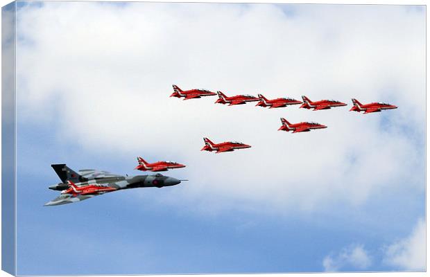 Vulcan and Red Arrows  Canvas Print by J Biggadike
