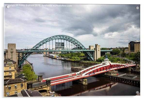 Tyne Bridge & Swing Bridge Acrylic by David Graham