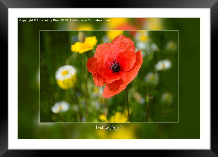  Lest we forget Framed Mounted Print by Fine art by Rina