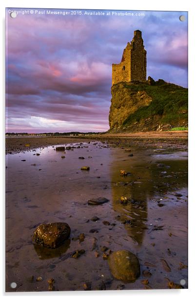  Greenan Castle Beach Sunset Acrylic by Paul Messenger