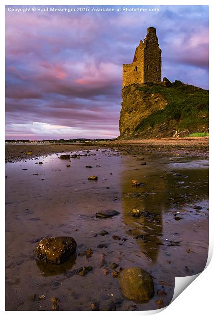   Greenan Castle Beach Sunset Print by Paul Messenger