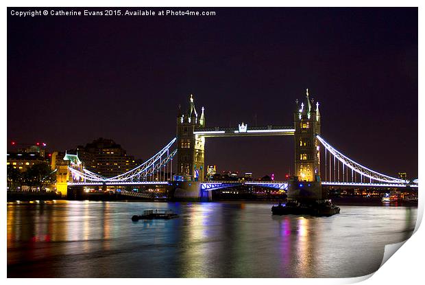  Tower Bridge at night Print by Catherine Fowler