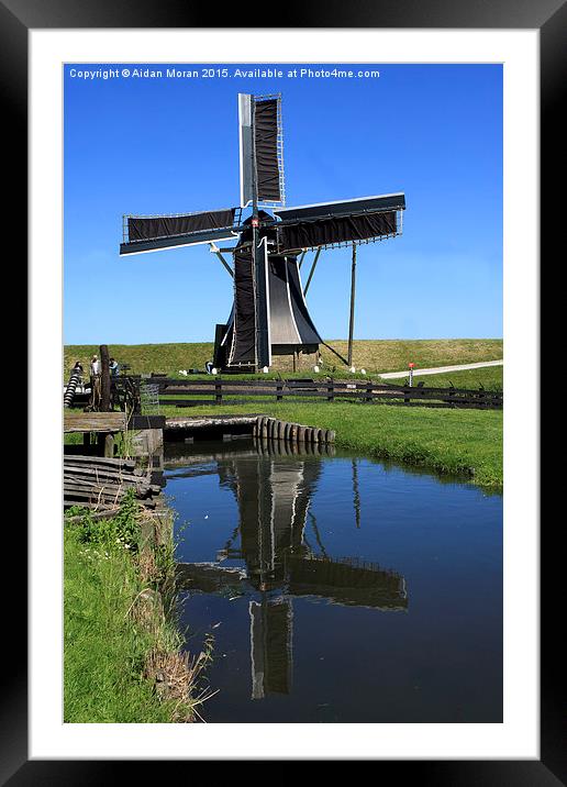  Windmill Reflection In A Pond  Framed Mounted Print by Aidan Moran