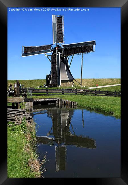  Windmill Reflection In A Pond  Framed Print by Aidan Moran