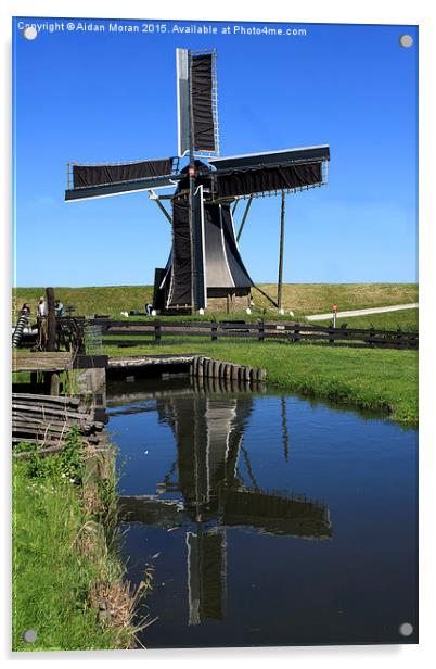  Windmill Reflection In A Pond  Acrylic by Aidan Moran
