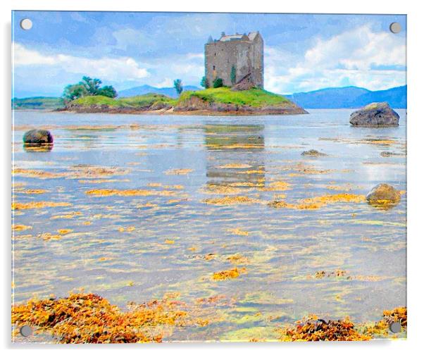  castle stalker - scotland argyll and bute Acrylic by dale rys (LP)