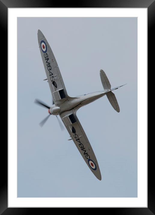 Spitfire SM845 Framed Mounted Print by J Biggadike
