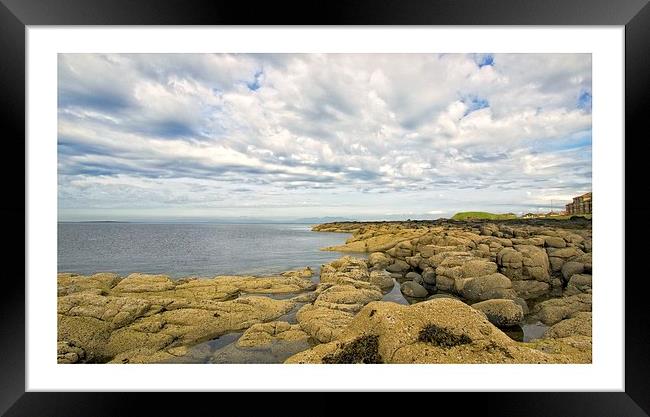  Troon rocks and ballast bank Framed Print by jane dickie