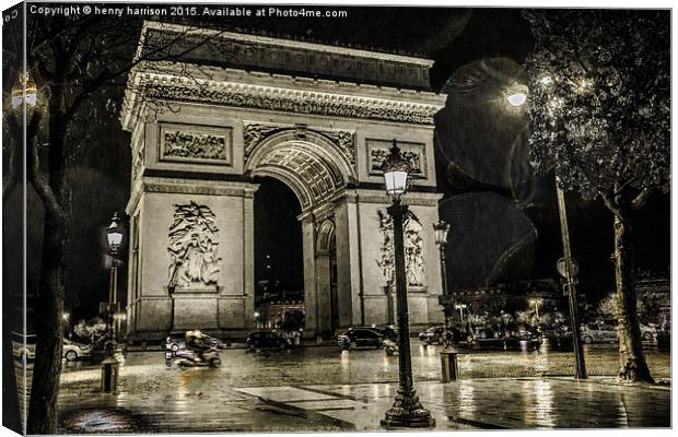  Rain Drops In Paris Canvas Print by henry harrison
