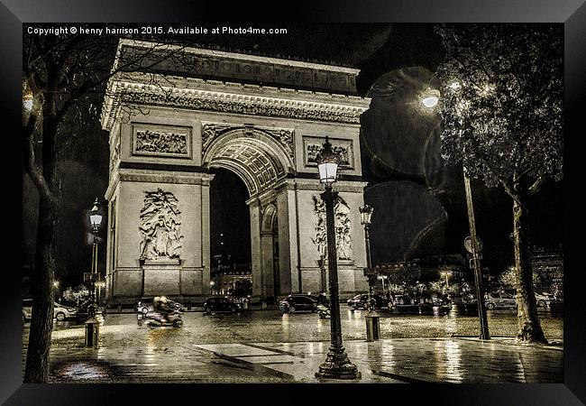  Rain Drops In Paris Framed Print by henry harrison