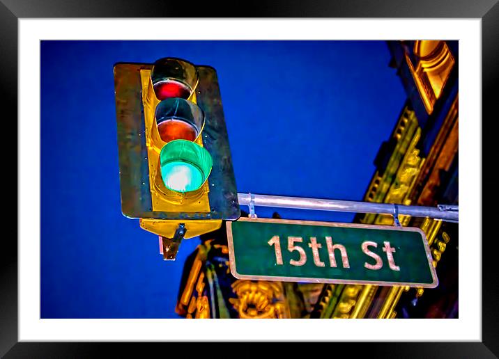 American Street Sign  Framed Mounted Print by Valerie Paterson