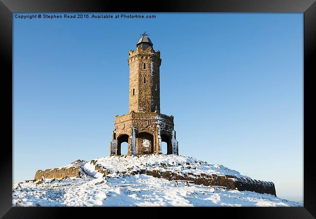 Darwen Tower in the snow Framed Print by Stephen Read