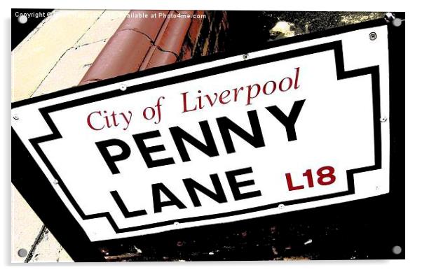  Penny Lane Sign Acrylic by Brian  Raggatt